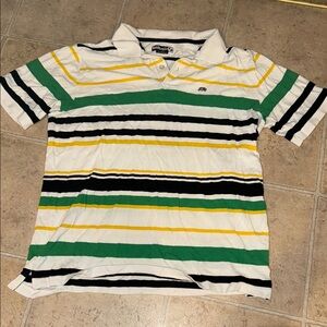 Ecko Unlimited Green and Yellow Polo Shirt Sporty Stripes
